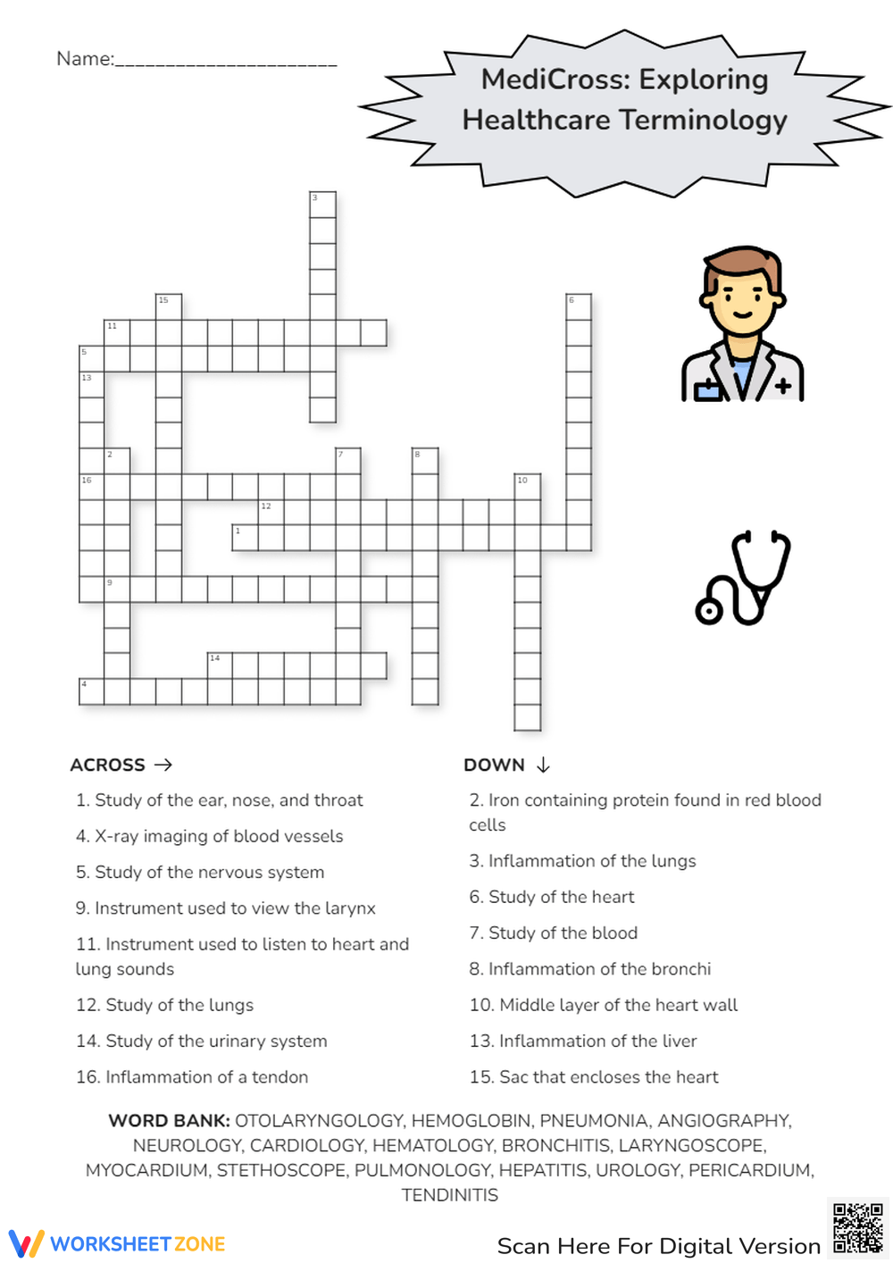 Free Medical Crossword Puzzles Printable