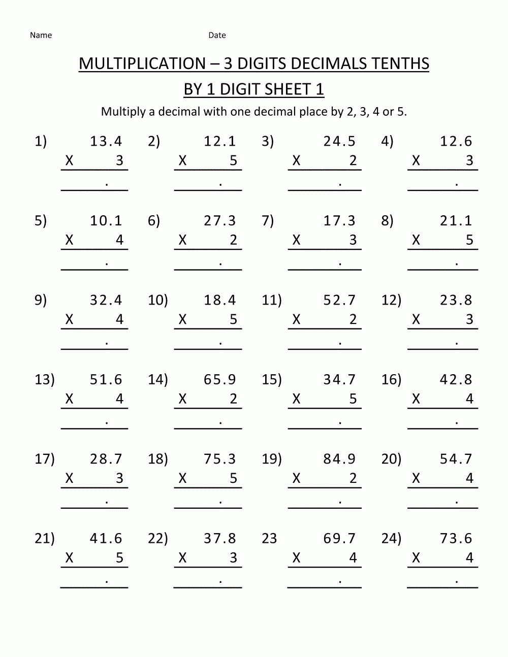 5th Grade Math Worksheets Printable