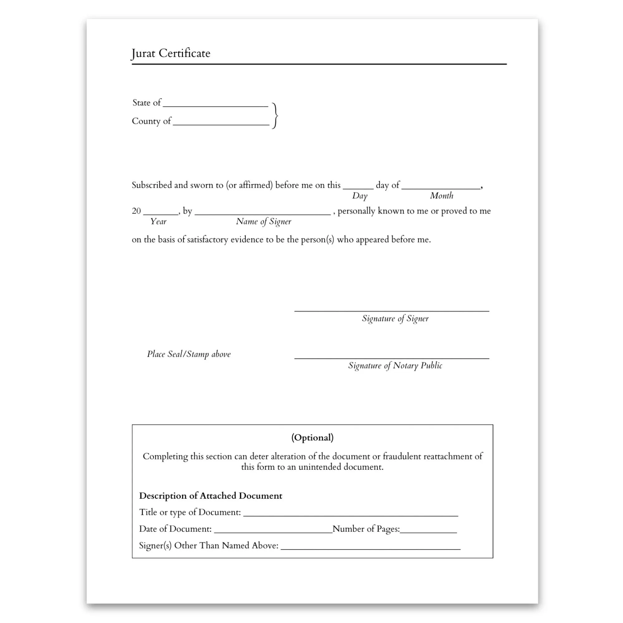 Printable Jurat Form California