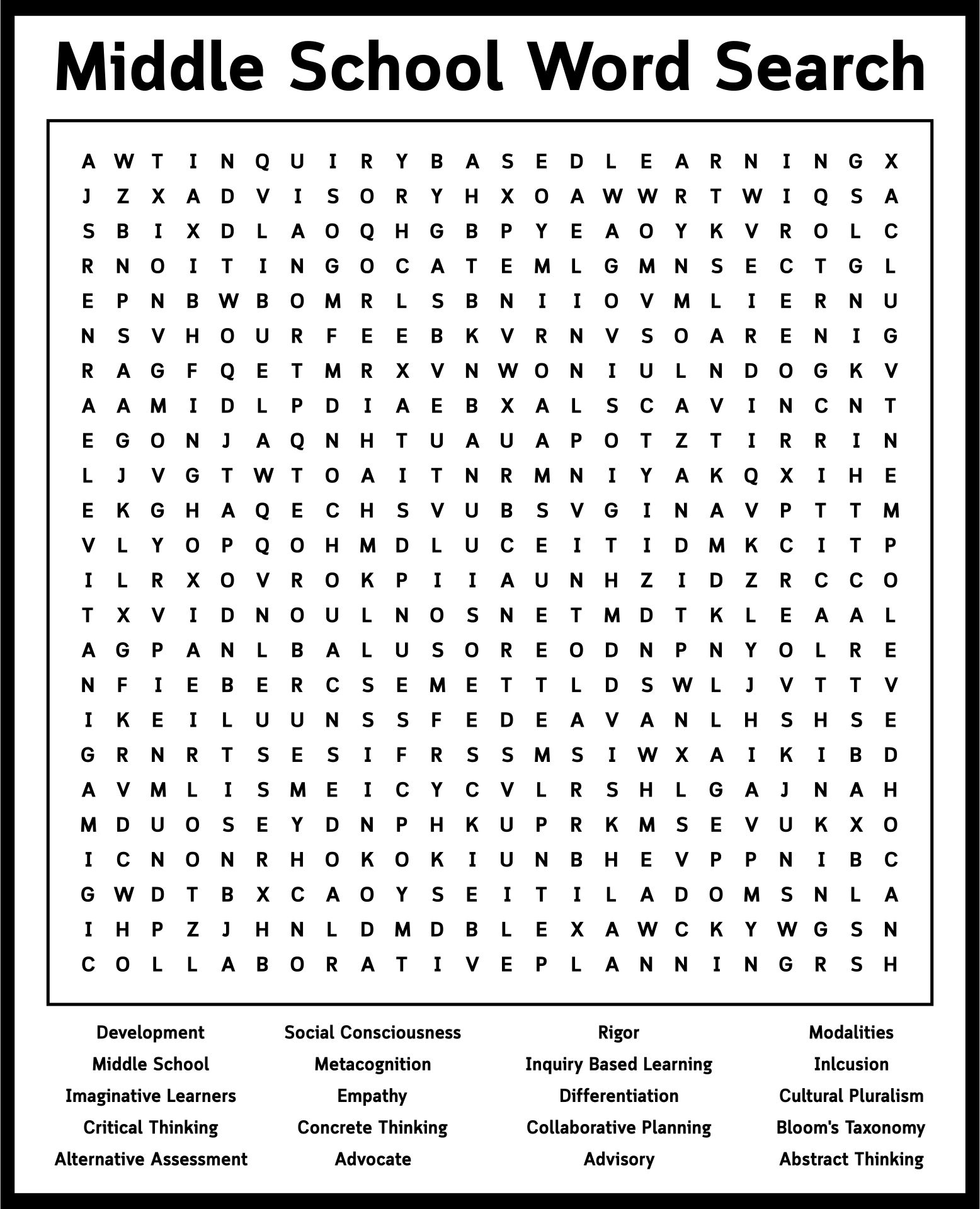 Printable Puzzles For Middle School