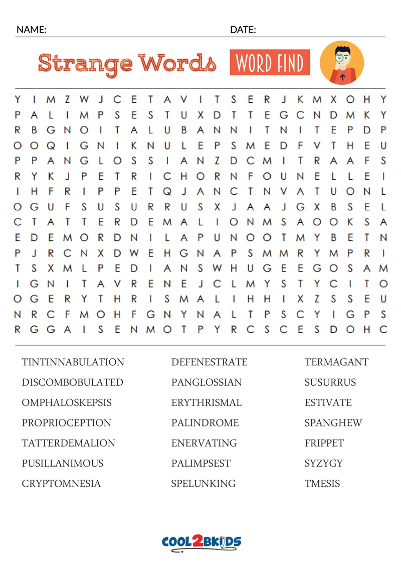 Free Printable Hard Adult Word Search Puzzles