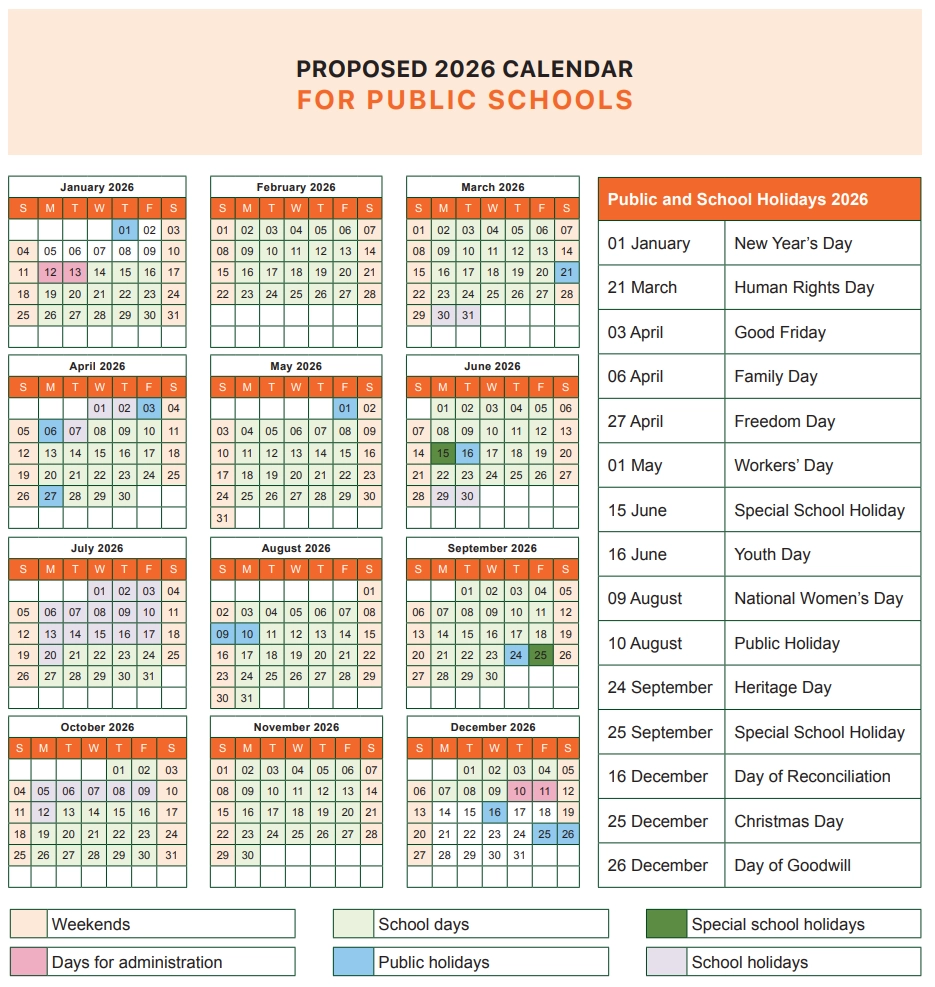 Proposed South Africa School Calendars For 2026 And 2027