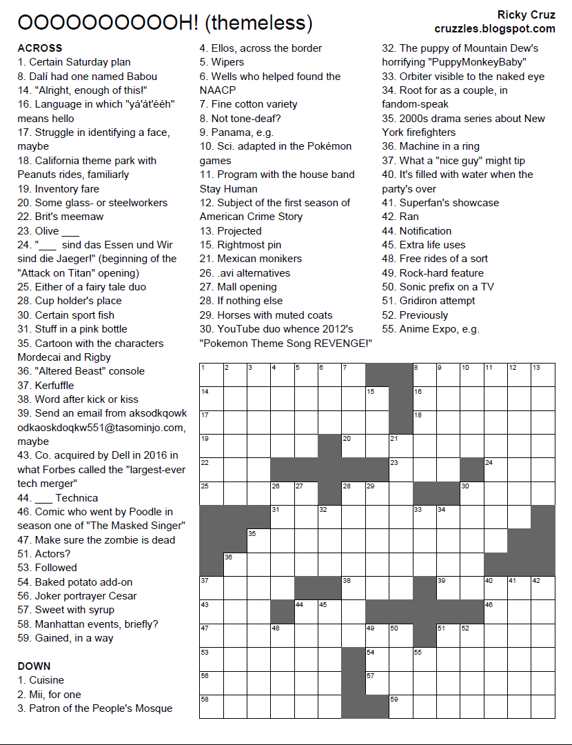 Free Printable Enquirer Crossword Puzzles