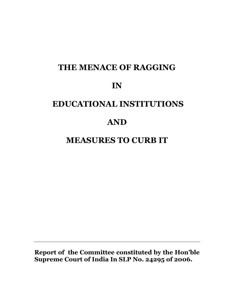 Ragging In Educational Institutions Prevention Measures