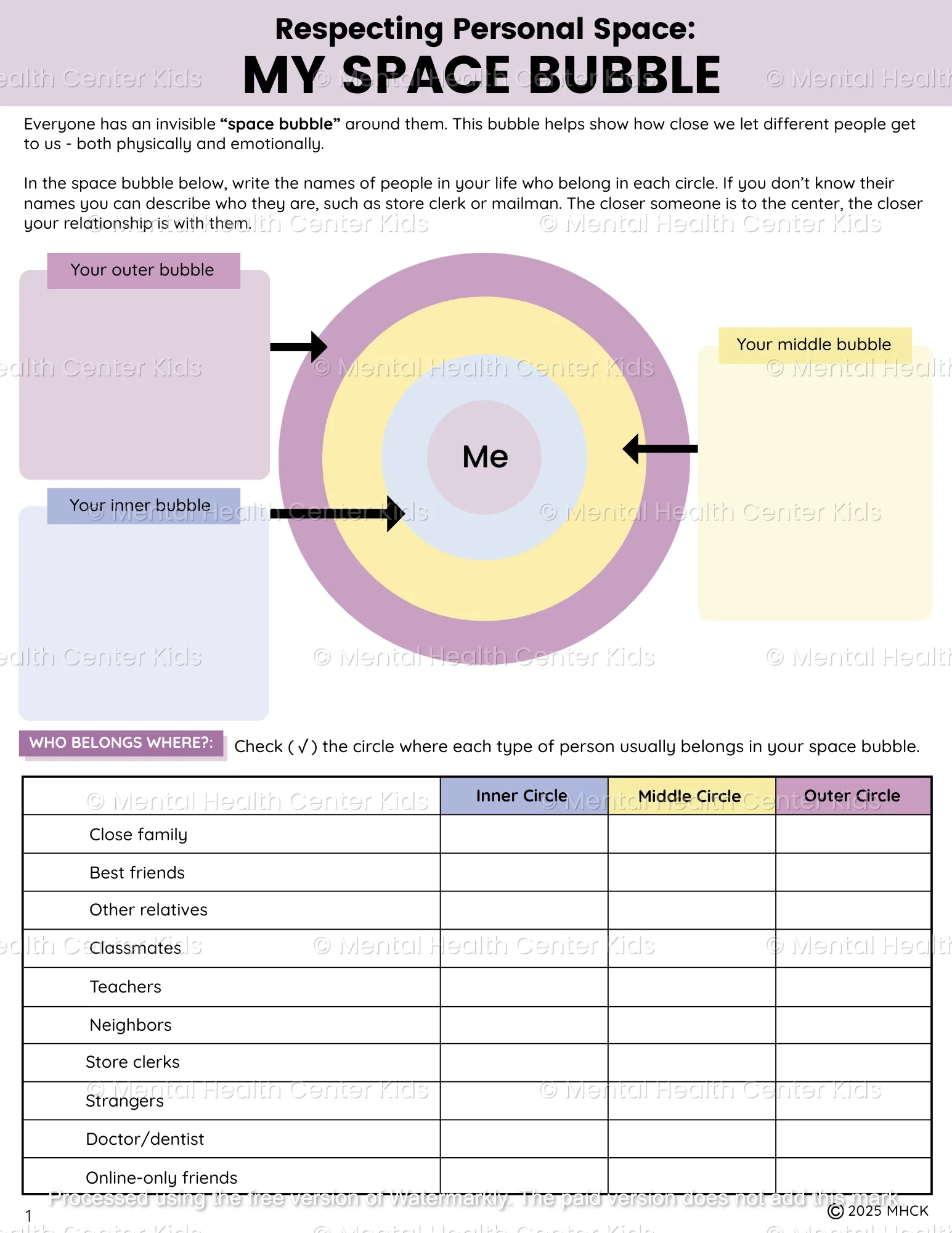 Respecting Personal Space Worksheets 3 Pages 