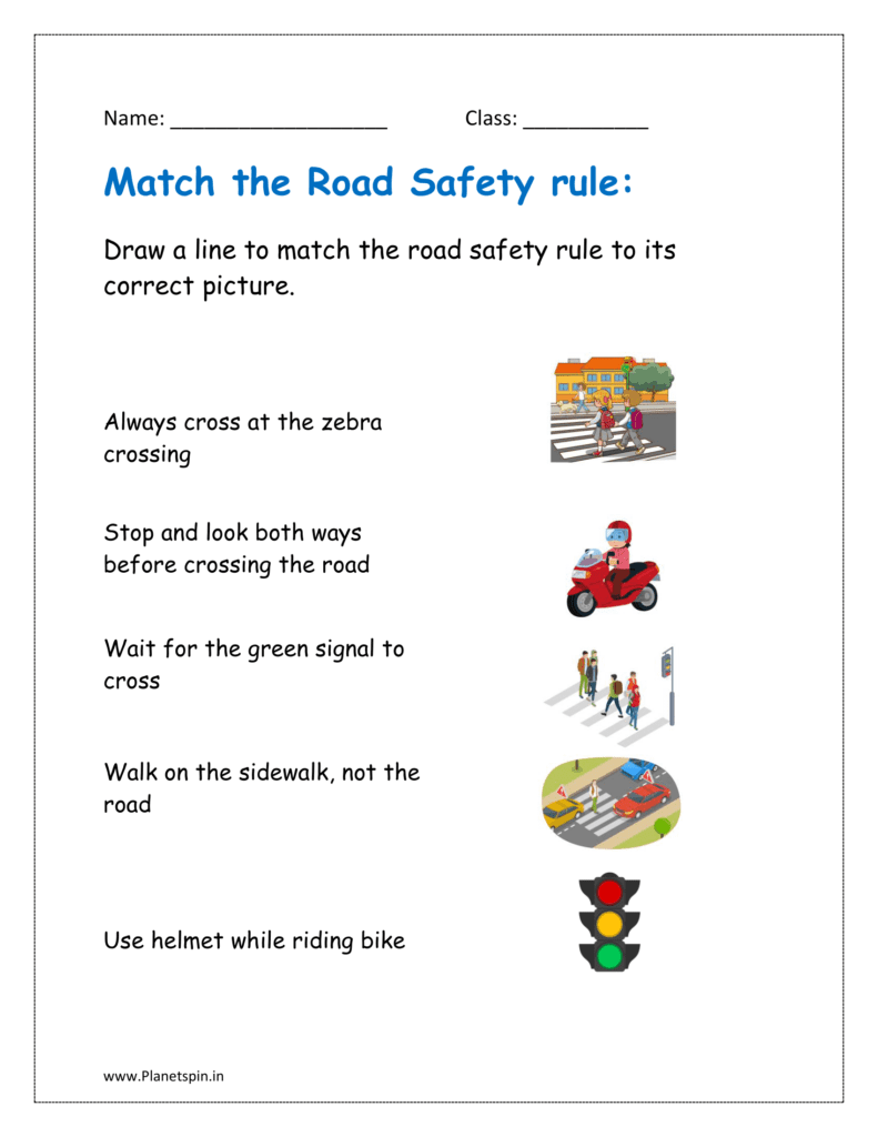 Road Safety Worksheets For Grade 1 Planetspin in