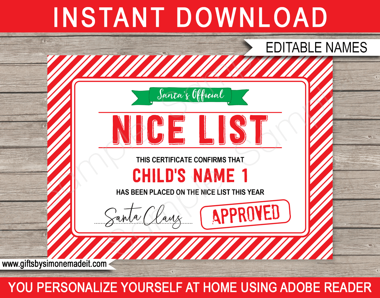 Santa s Official Nice List Certificate Red amp Green