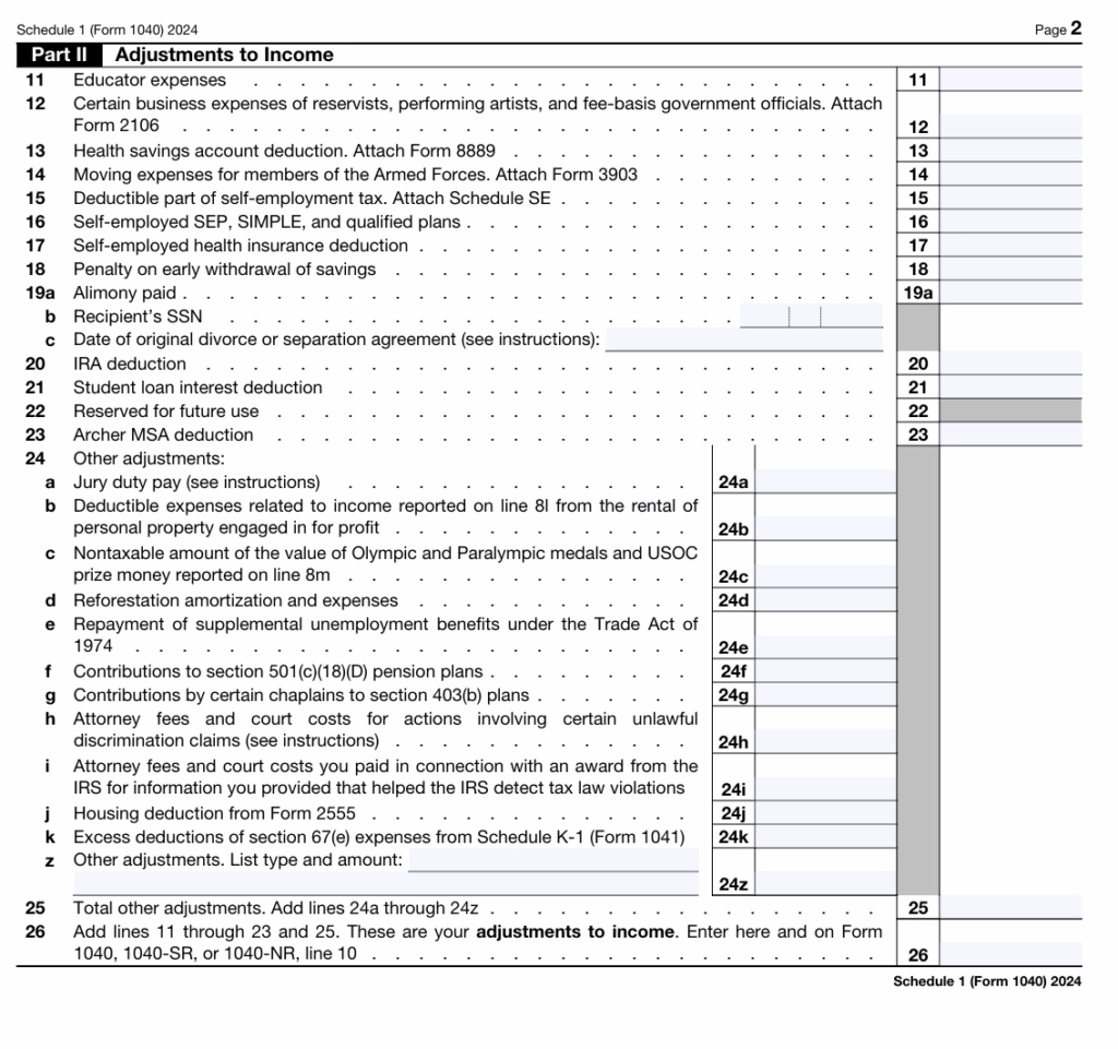 Schedule 1 Form 1040 For US Expats Income amp Adjustments Guide