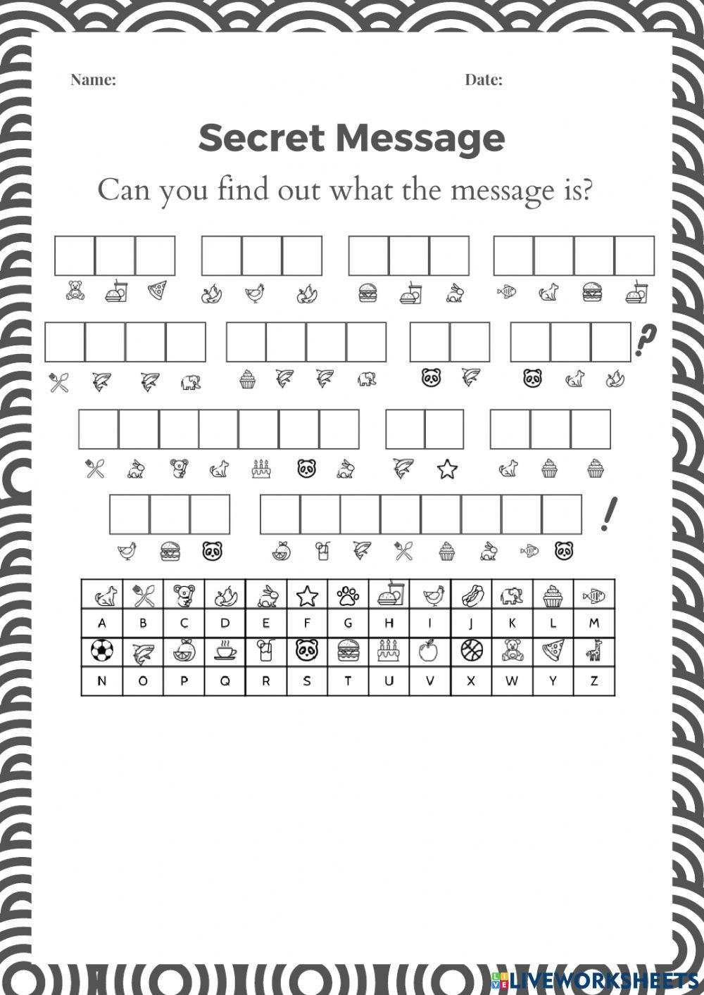 Secret Message Free Interactive Worksheets 800413