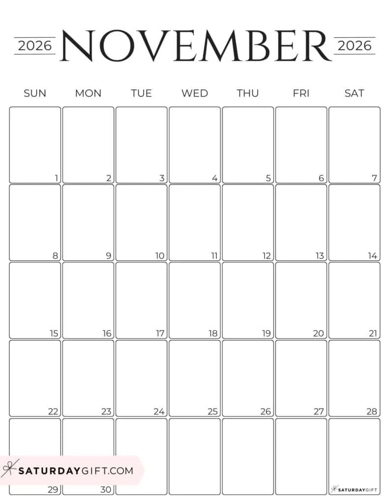 Simple Calendar 2026 Free Printable Vertical Calendars