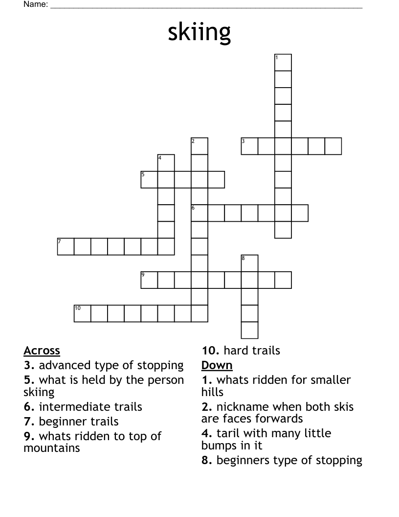 Skiing Crossword WordMint