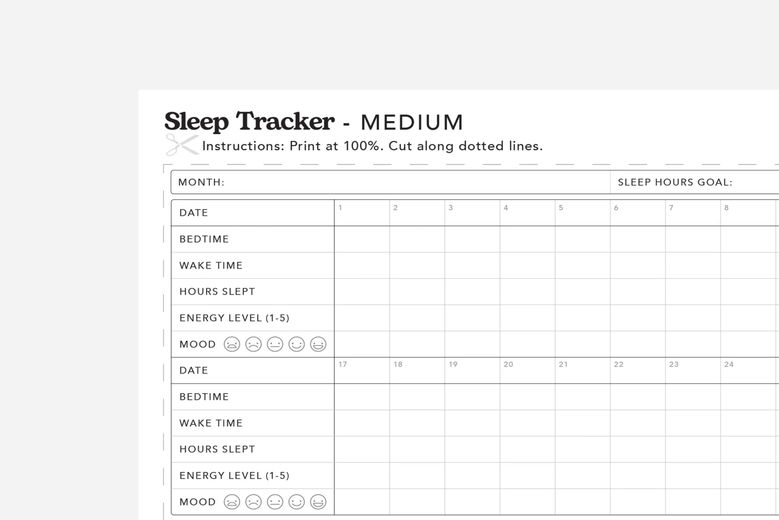 Sleep Tracker Free Printable Passion Planner
