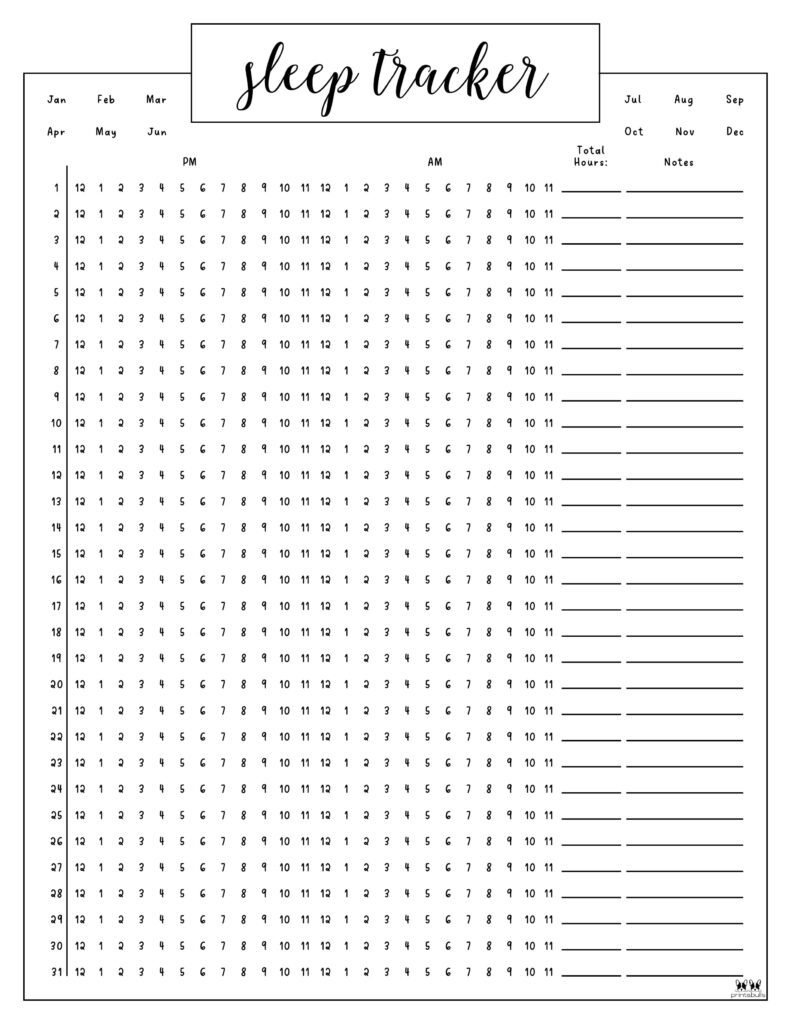 Free Printable Sleep Diary Template
