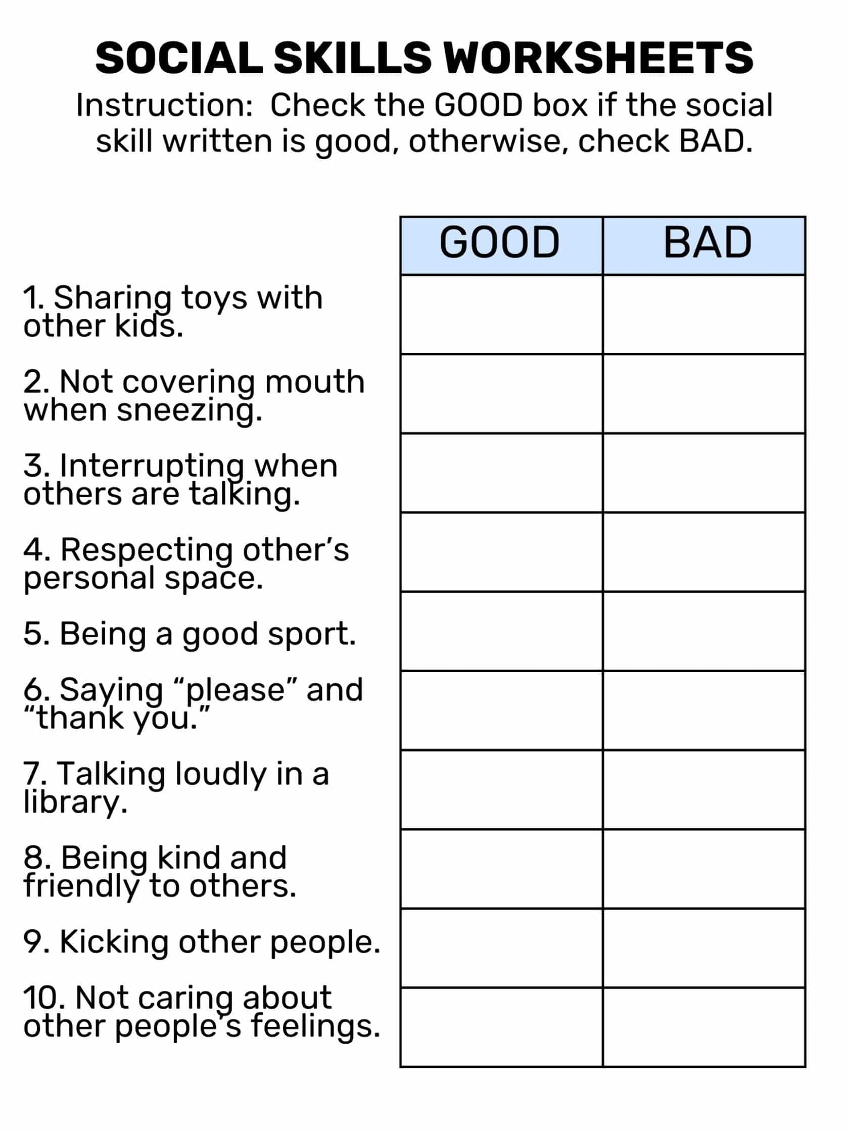 Social Skills Worksheets Free Printable Goally Worksheets Social Skills Worksheets Free Printable Goally Worksheets