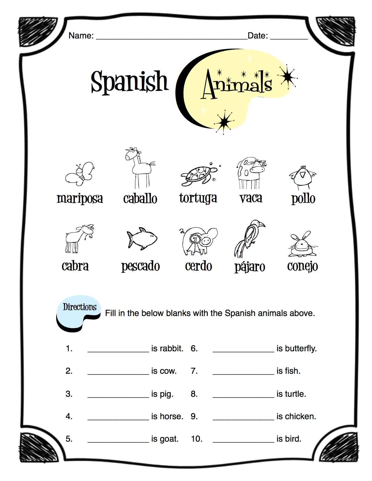 Free Printable Spanish Worksheets Easy