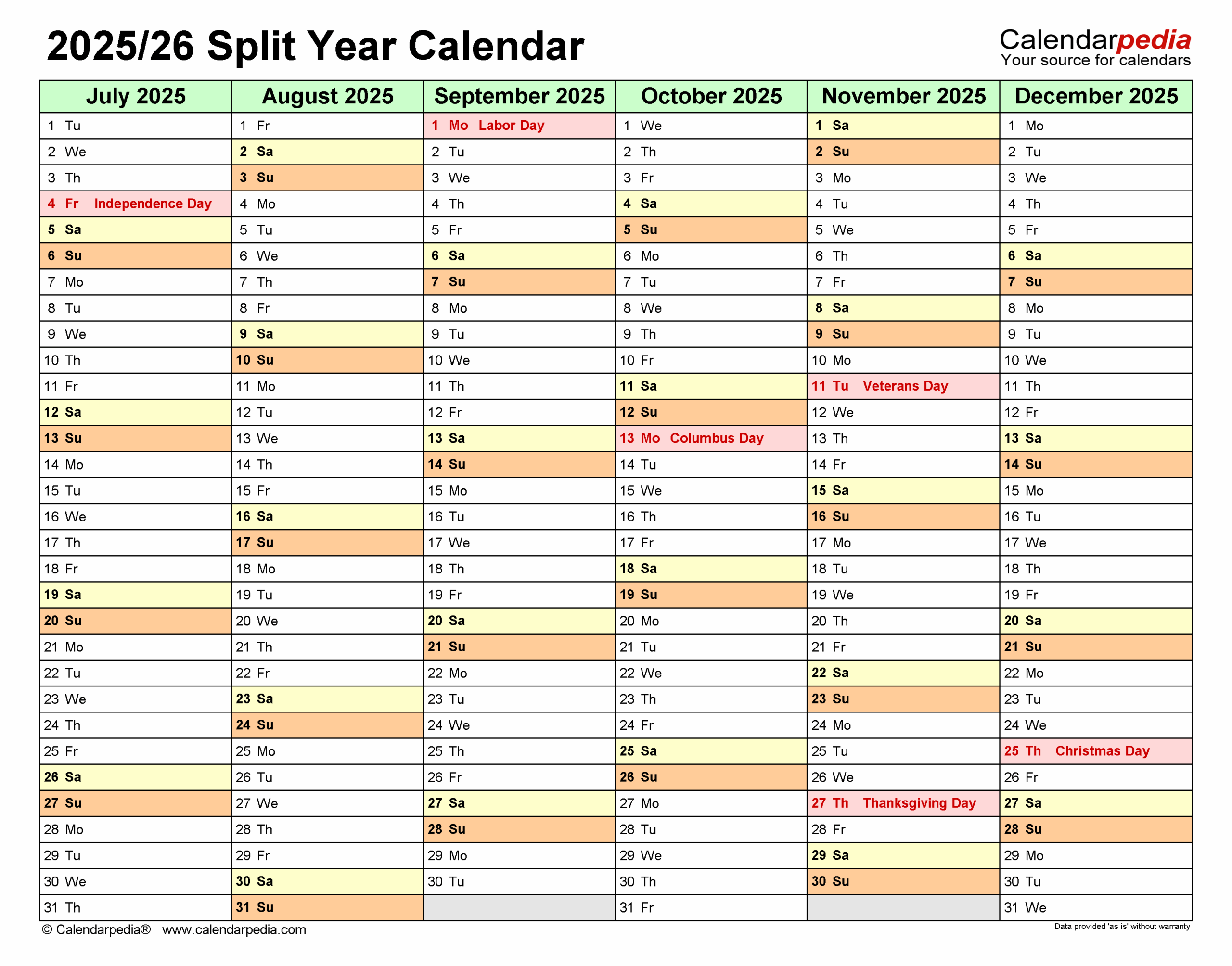 July Through December 2026 Printable Calendars