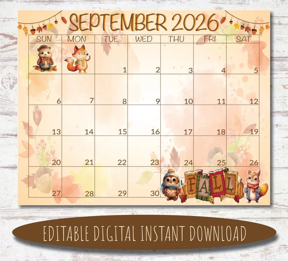 Squirrel Calendar 2026 Etsy