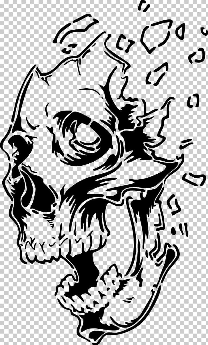 Stencil Airbrush Drawing Skull Art PNG
