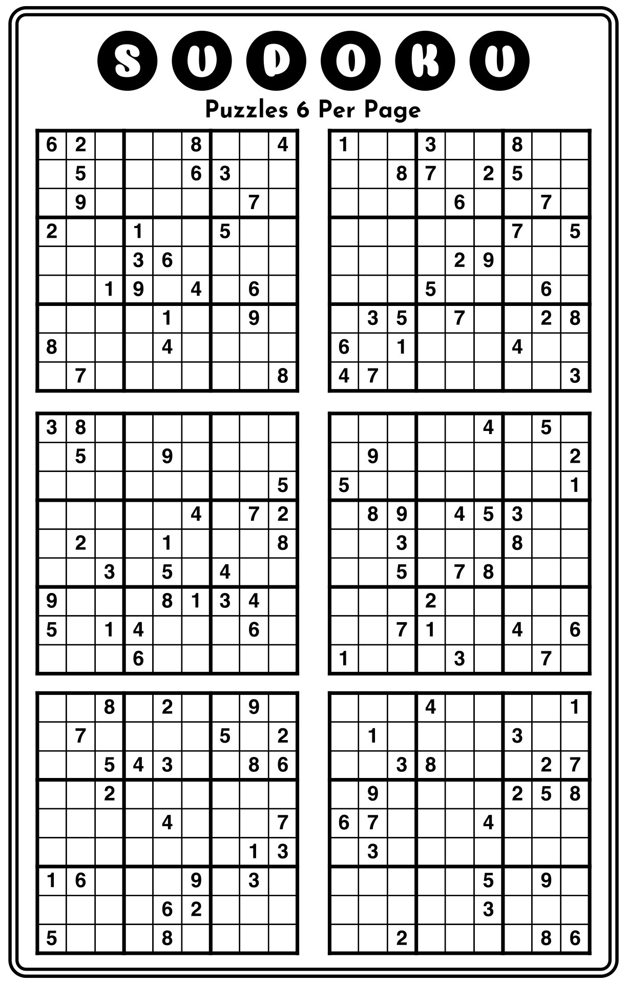 Sudoku Printable Puzzles 6 Per Page