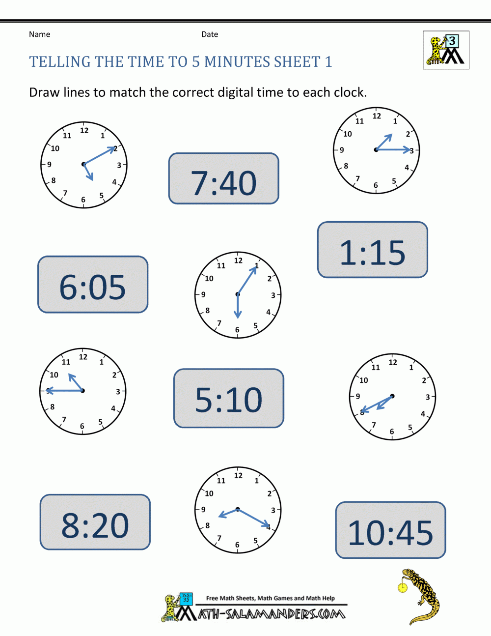 Printable Time Worksheets