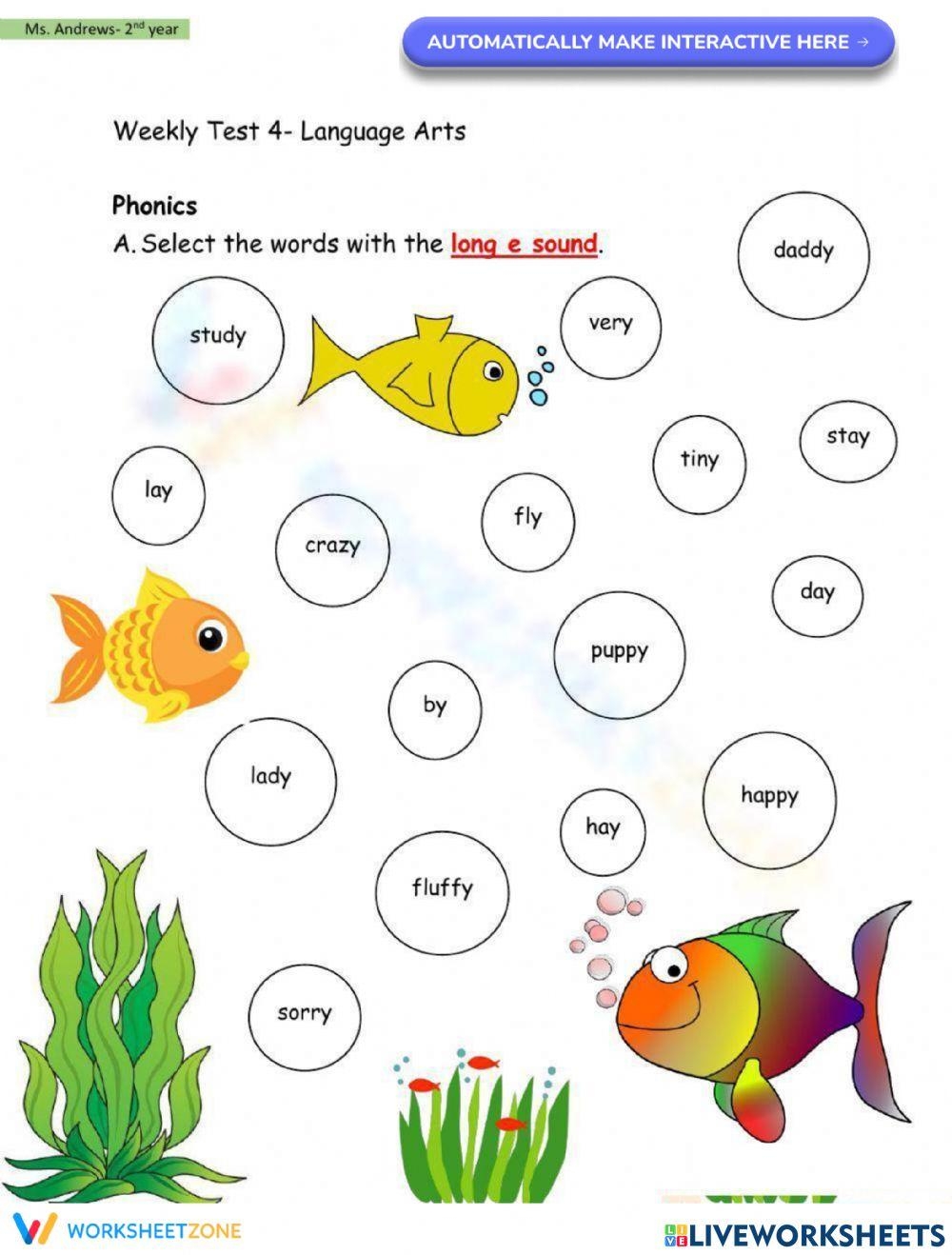 Worksheets For Language Arts
