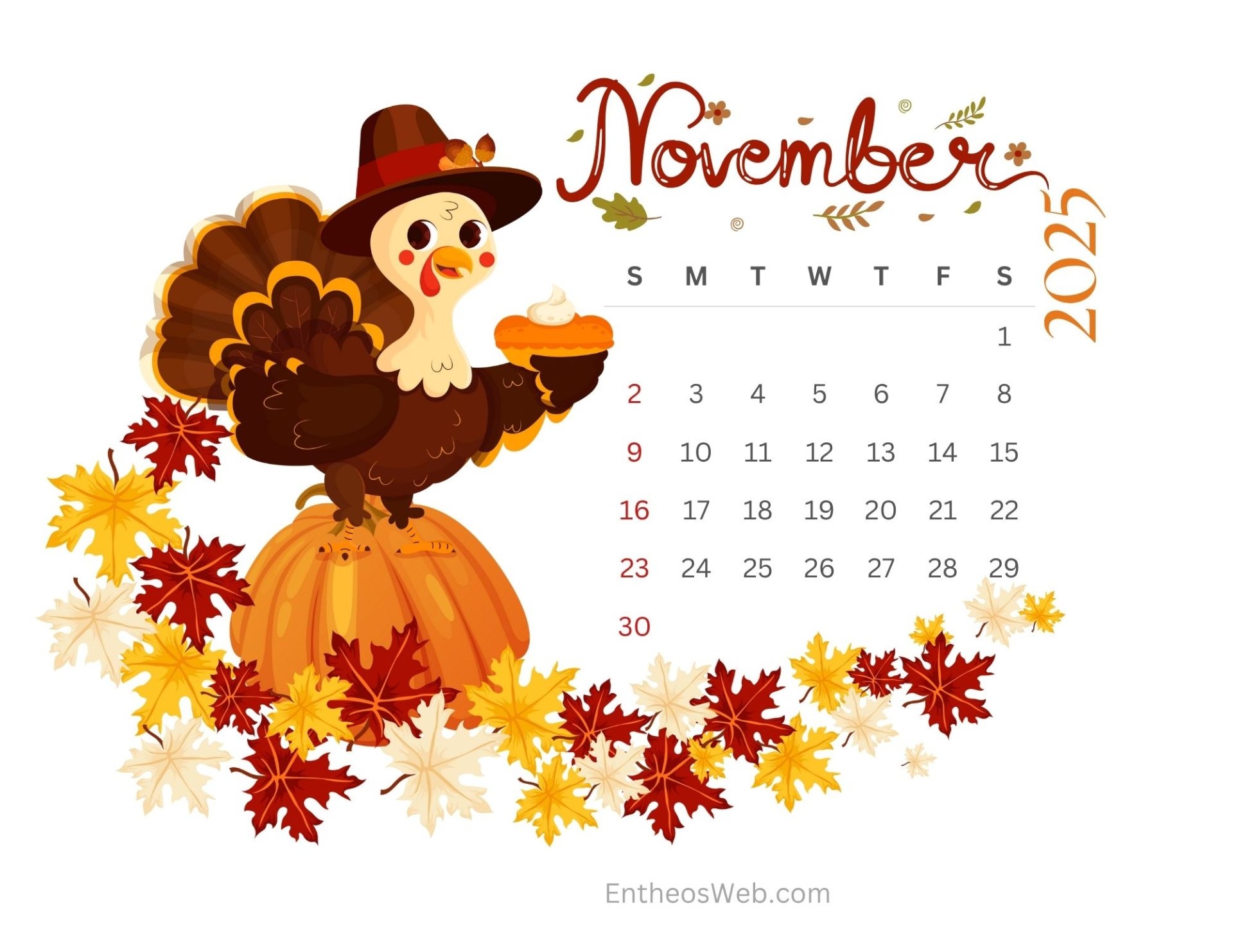 November Turkey 2026 Calendar Printable