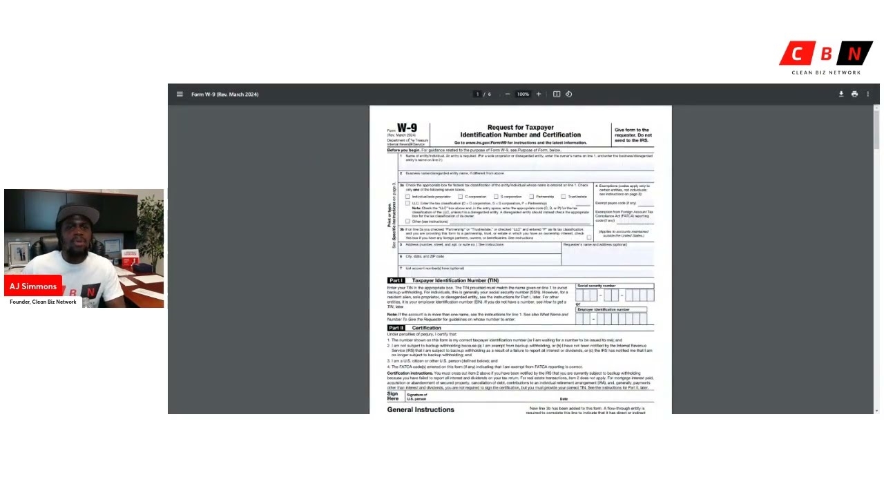 W9 2026 Form Fillable