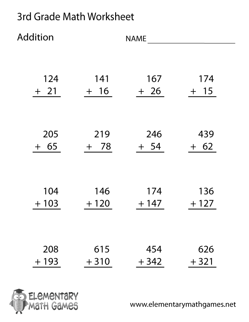 Printable 3rd Grade Worksheets Math