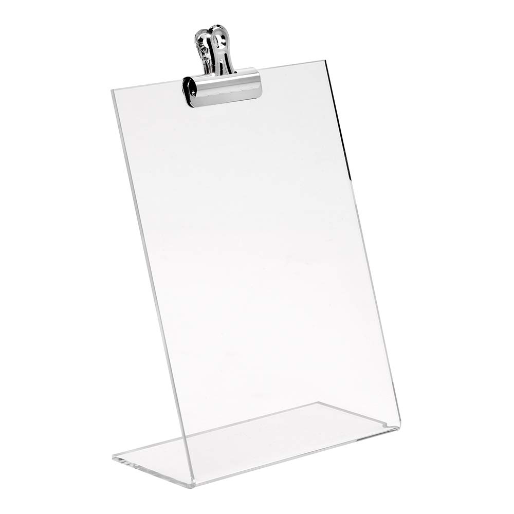 Tischaufsteller DIN A5 Hoch Aus Acrylglas In L Form Mit Metallklammer Zeigis Verschiedene Formate Werbeaufsteller Infost nder Preisschildhalter 