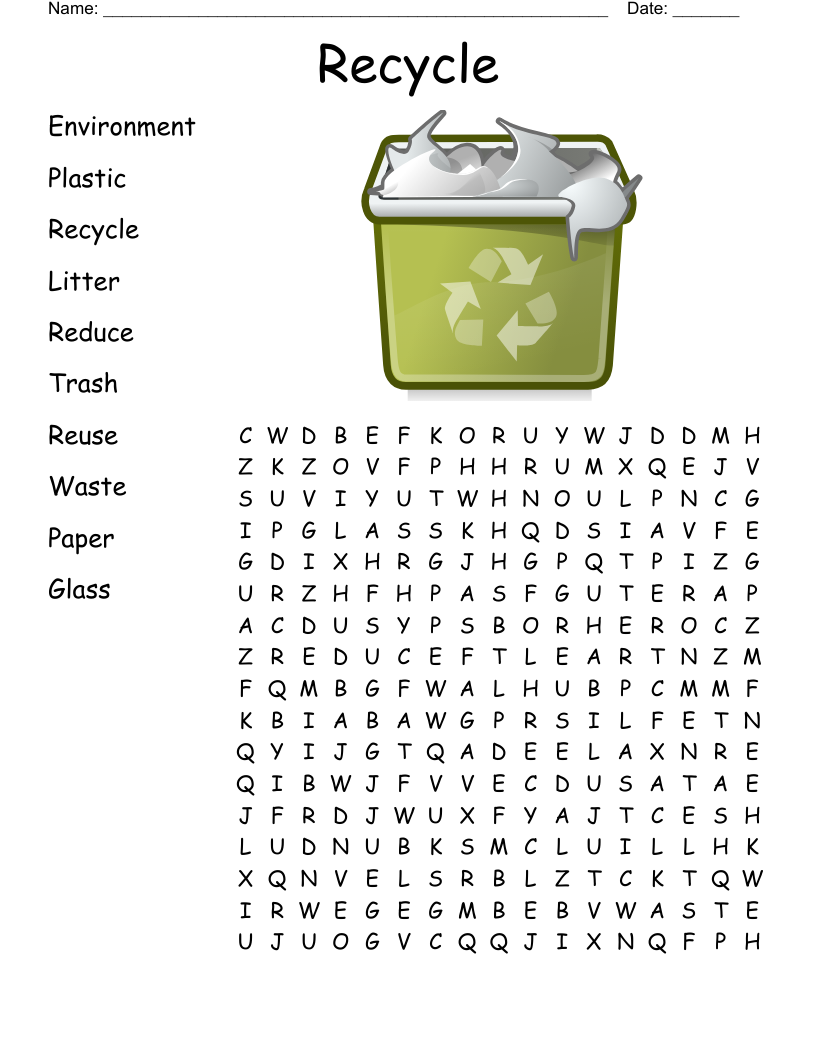 Trash Word Search WordMint