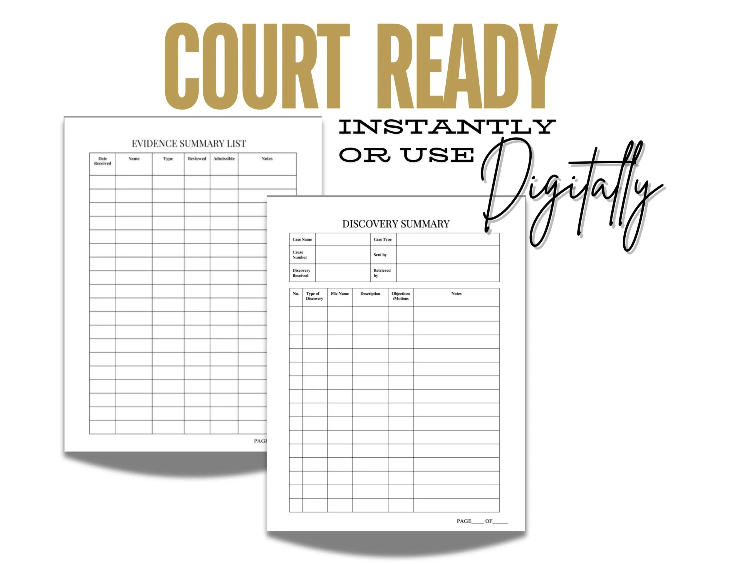Trial Essentials Paralegal Printable Court Prep office 