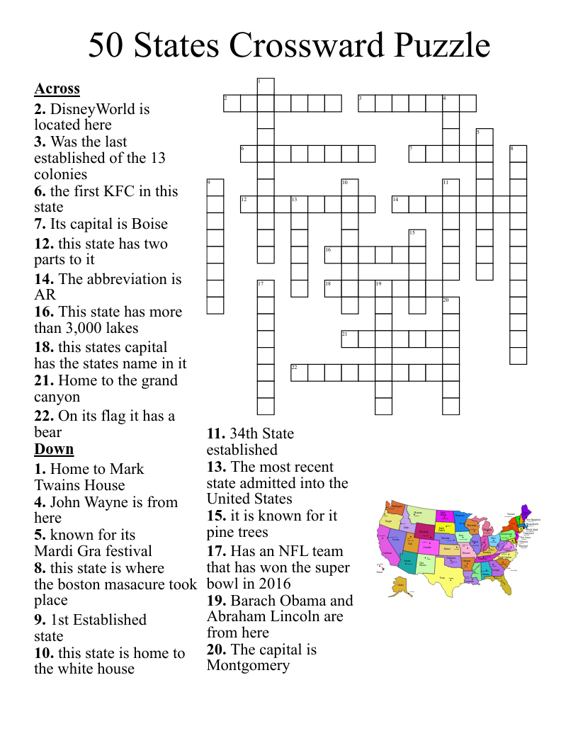 United States Of America Crossword WordMint
