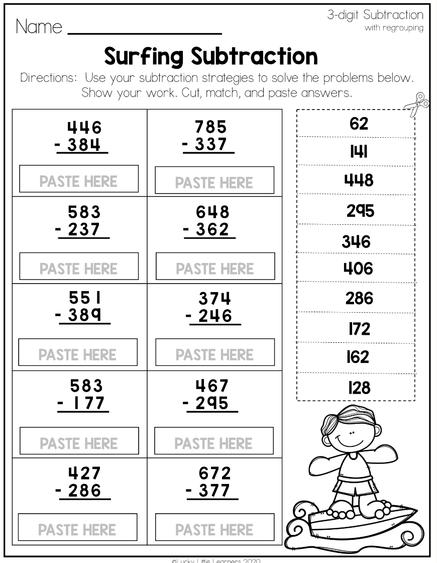 Using 2nd Grade Math Worksheets To Teach 3 Digit Subtraction With 