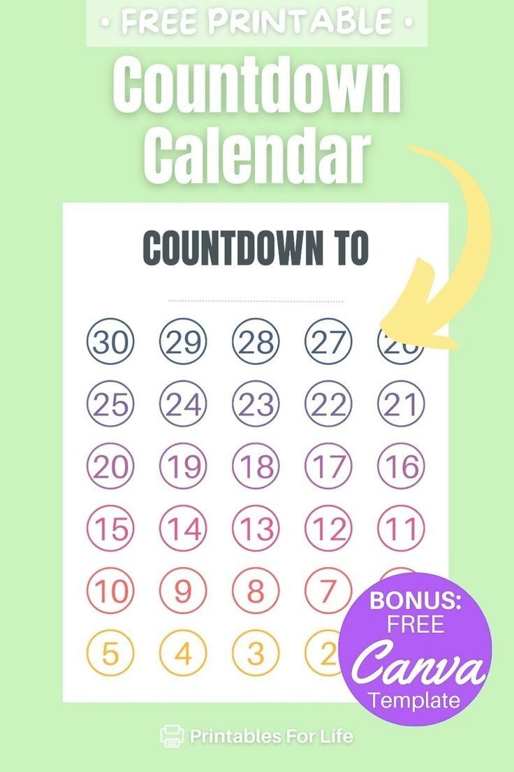 Versatile Blank 30 Day Countdown Printable