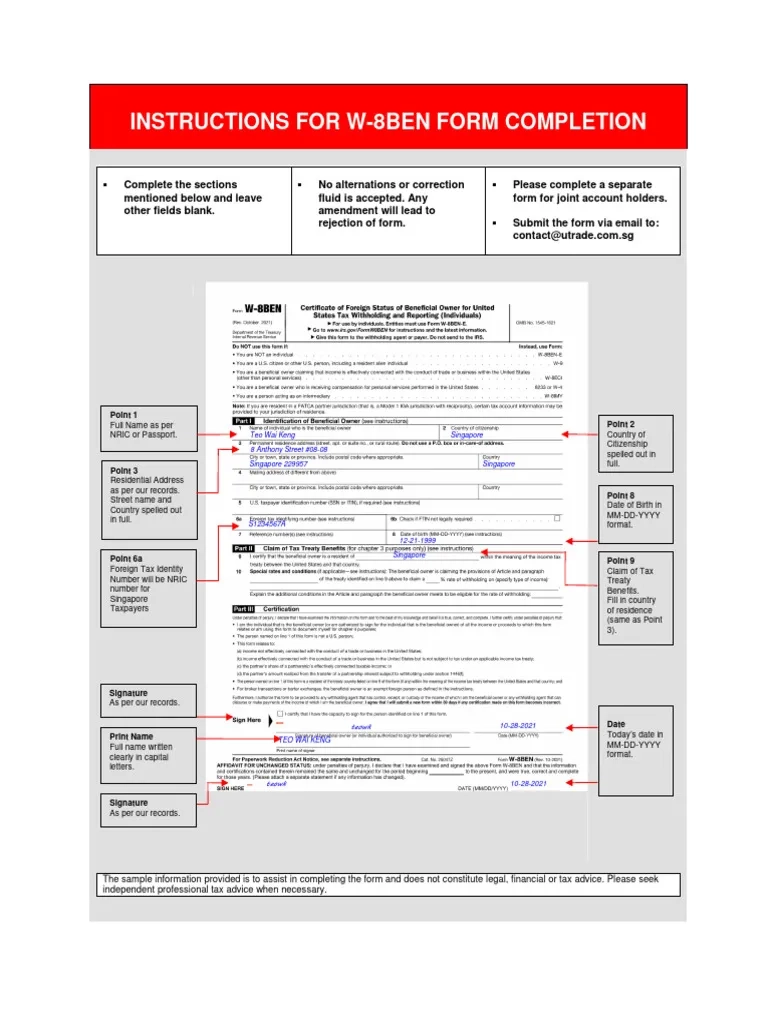 W8 Ben PDF Irs Tax Forms Taxes