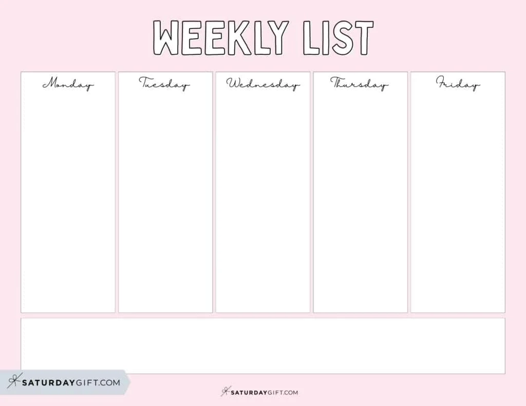 Blank Weekly Calendars Printable