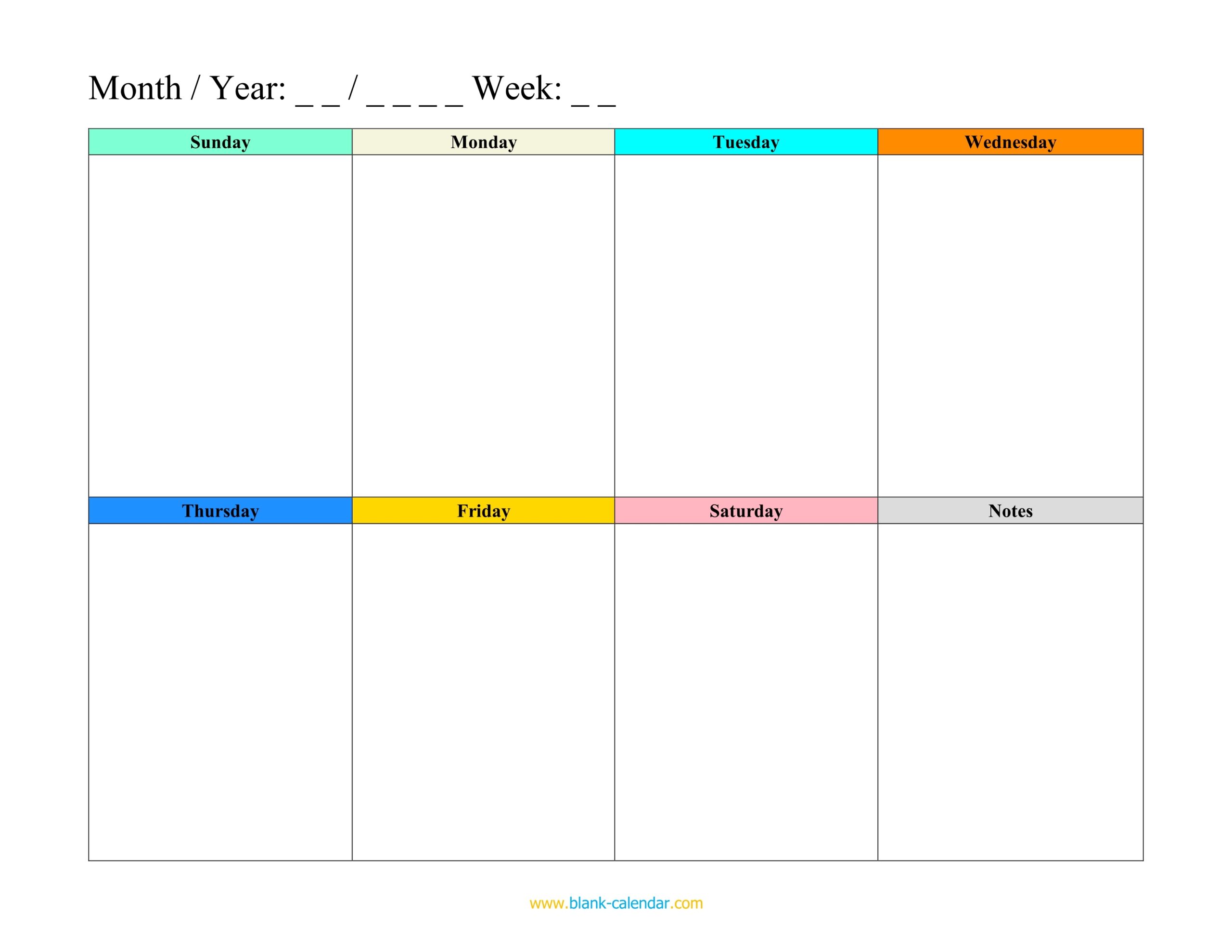 Free Weekly Calendar Printable Blank