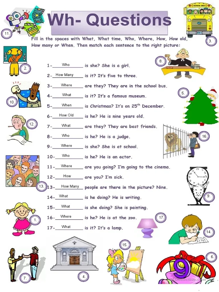 WH Questions Worksheet PDF PDF