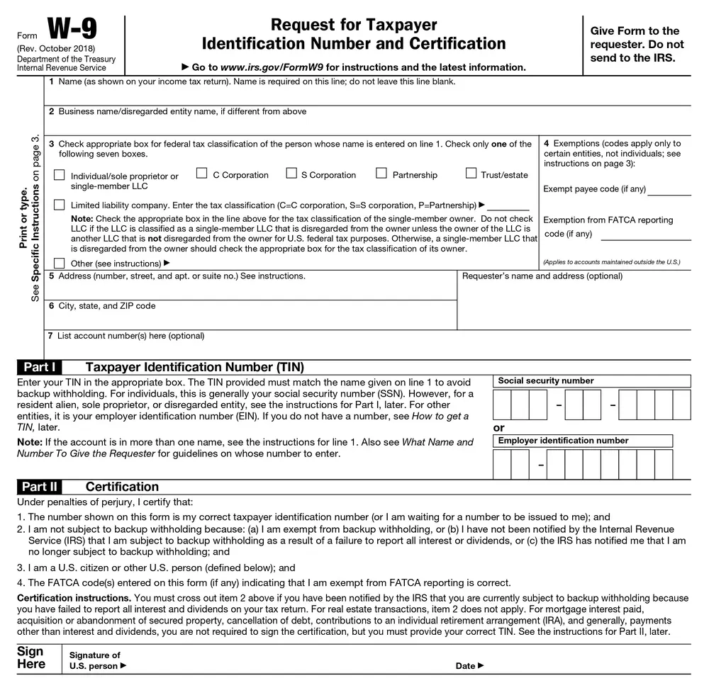 W9 Form Usa