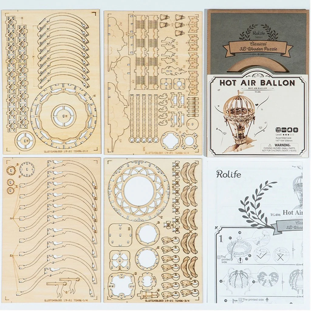Wooden 3D Puzzle Hot Air Balloon Discover 