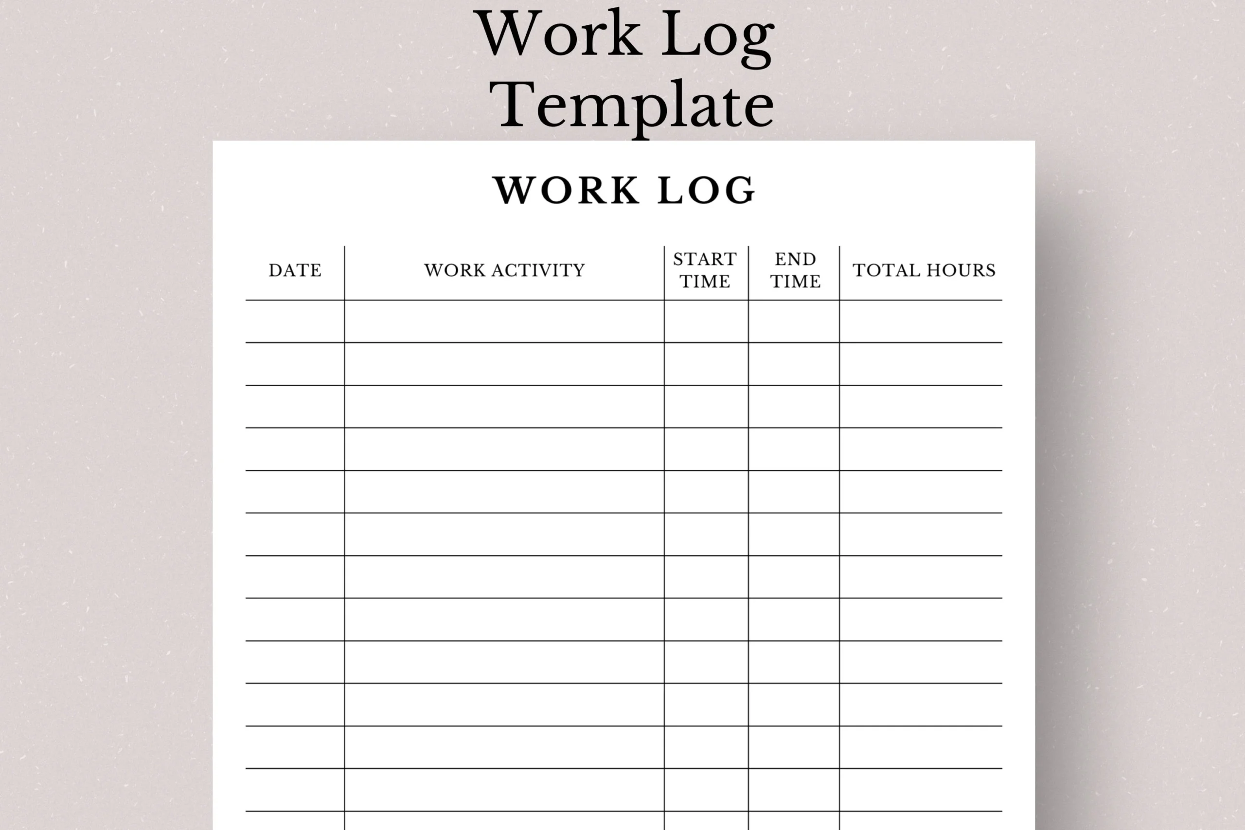 Printable Work Log Template