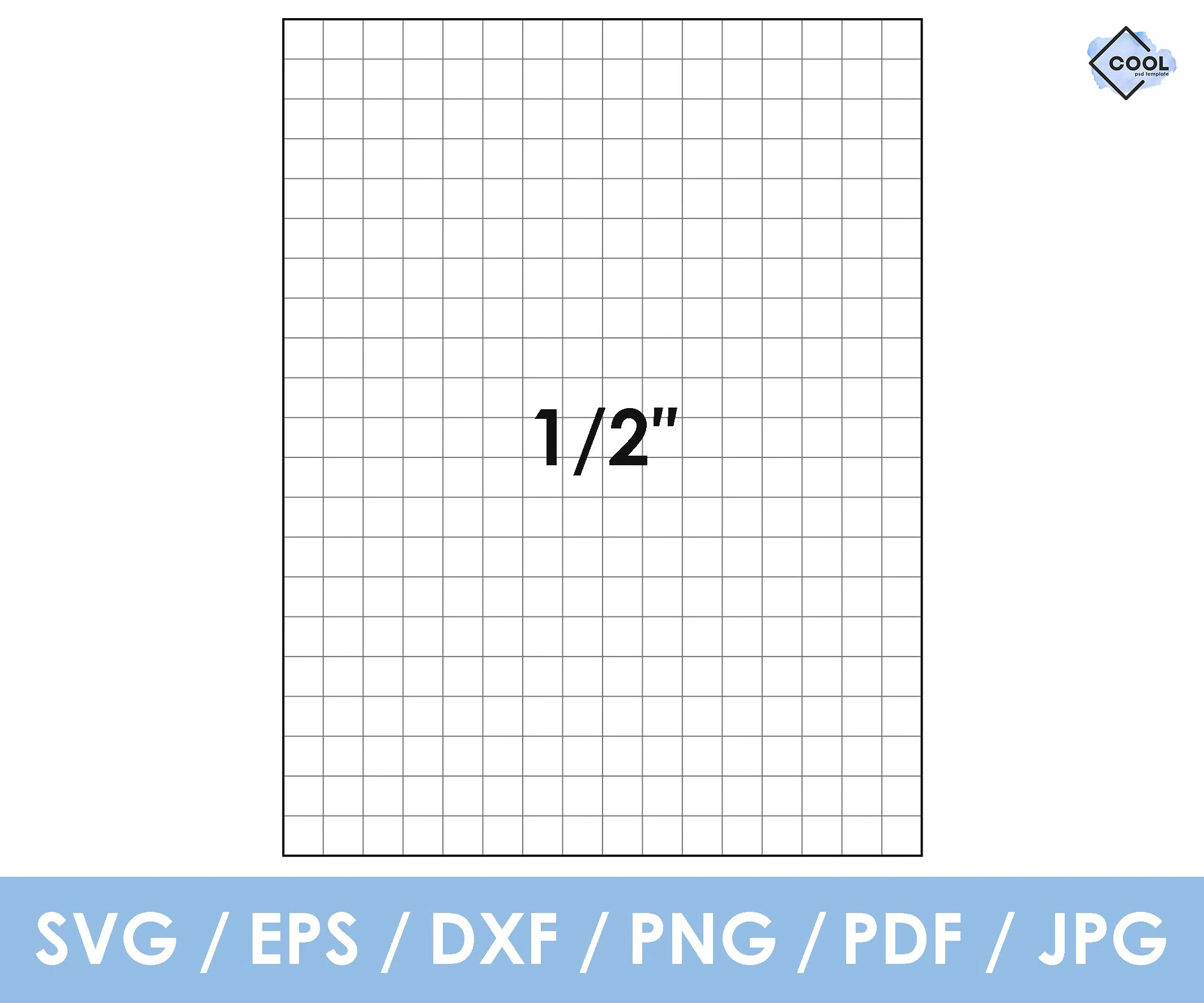 1 2 Inch Graph Grid Paper Cross Stitch Printable digital 