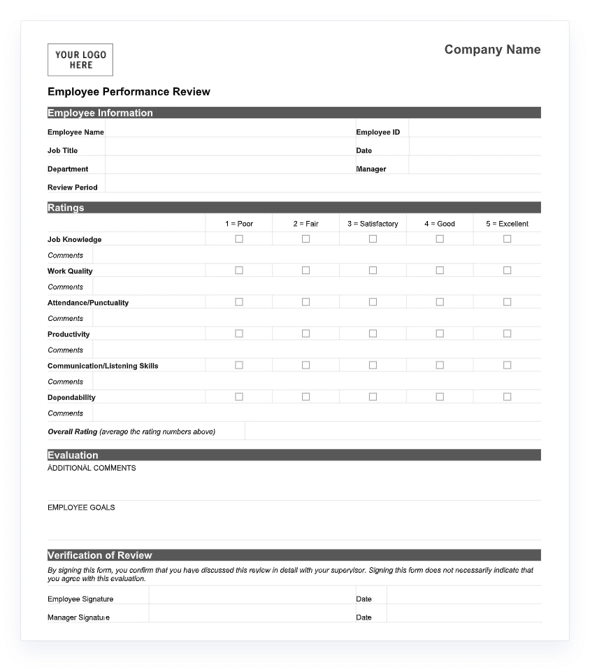 10 Microsoft Word Performance Review Templates Free 
