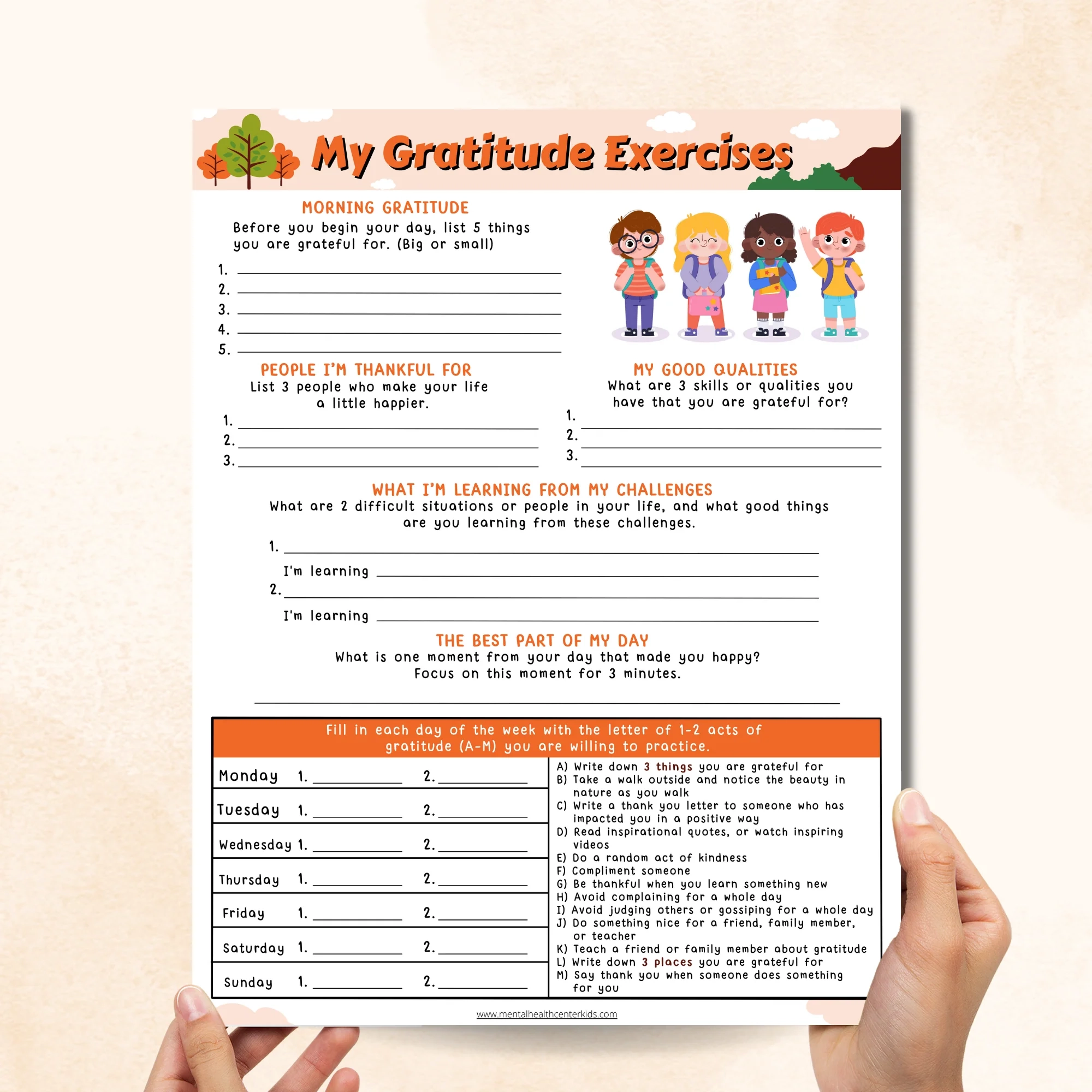 10 Printable Gratitude Worksheets And Handouts For Kids Mental 