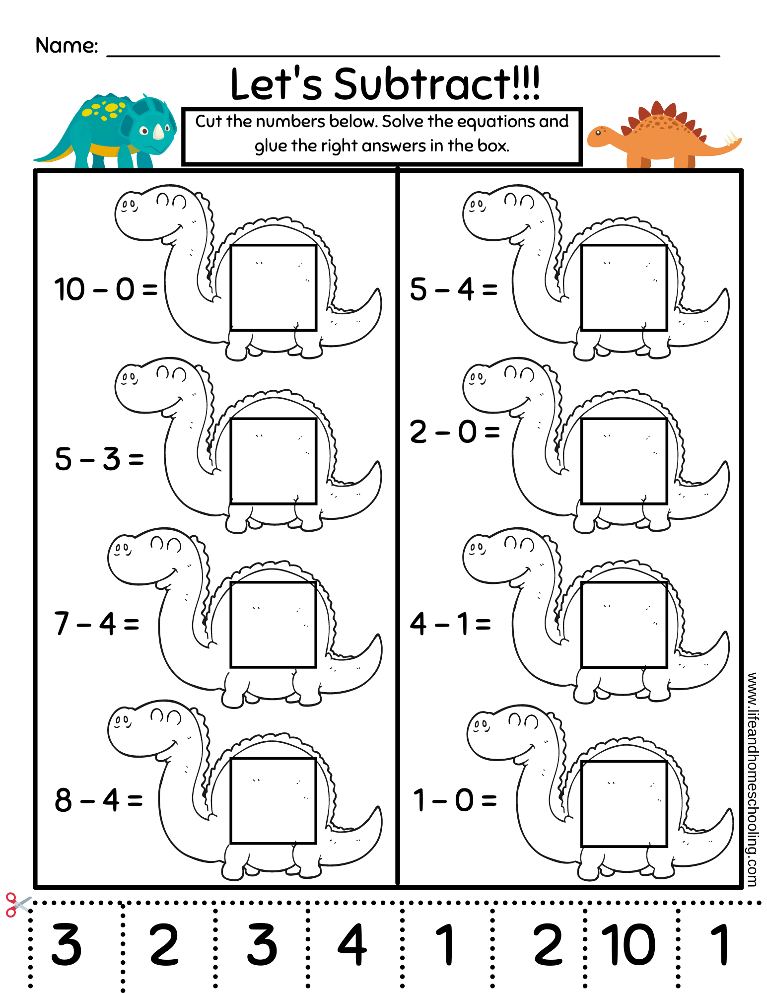 Printable Subtraction Worksheets 1st Grade