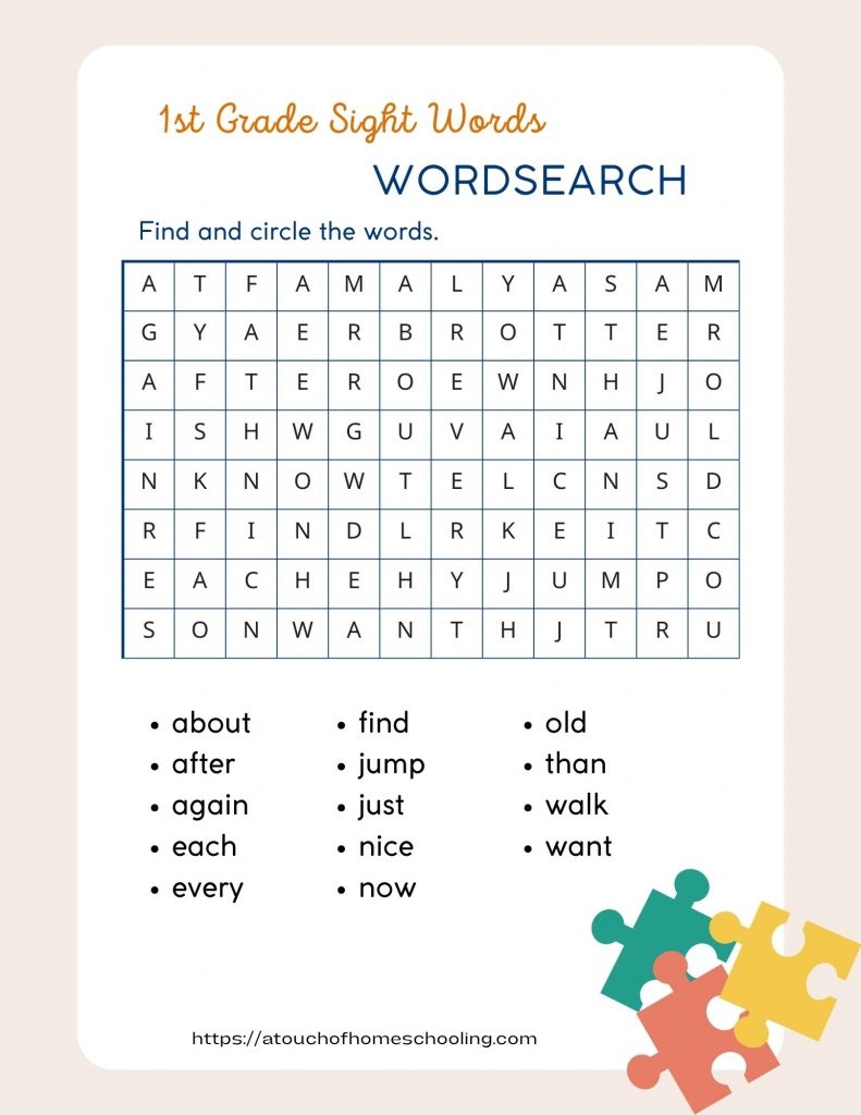 Sight Words Word Search Printable