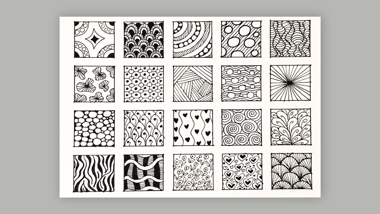 20 Easy Zentangle Patterns For Beginners Step by Step Zentangle Doodle Art