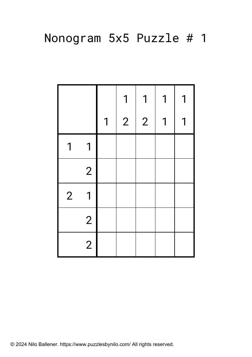 Printable Nonogram Puzzles