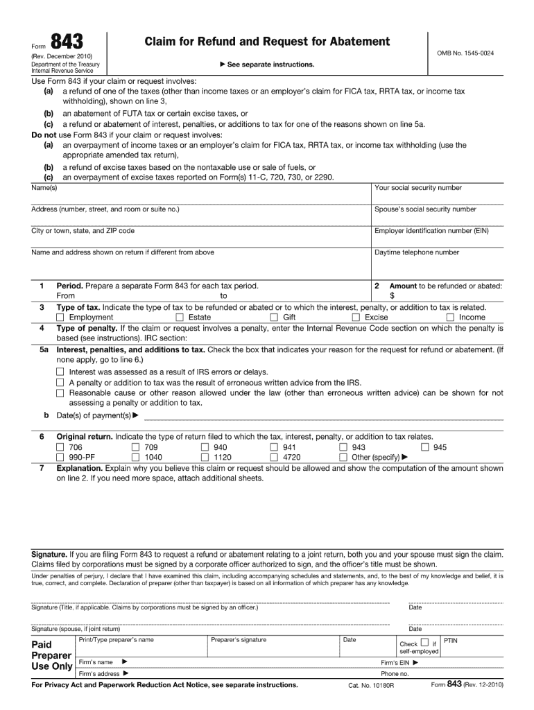 2010 Form 843 Fill Out amp Sign Online DocHub