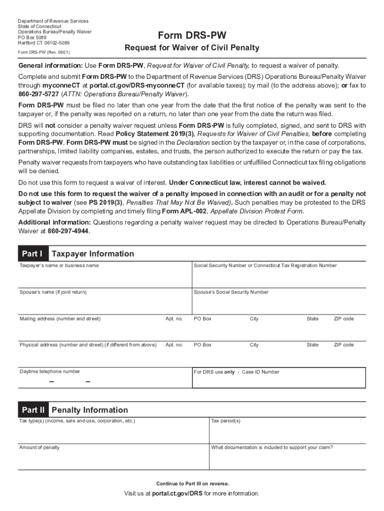 2021 2025 Form CT DRS DRS PW Fill Online Printable Fillable 